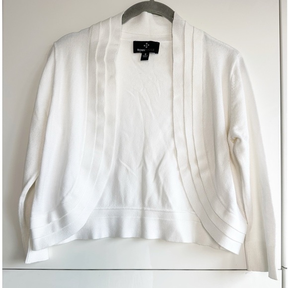 Ronnie Nicole White Cardigan 3/4 sleeves Size Small Lightweight - Picture 1 of 6